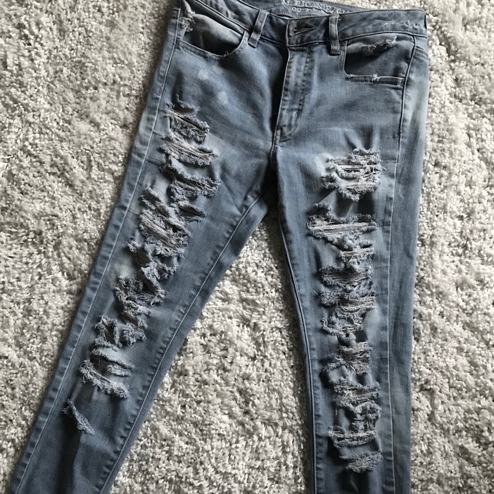Destructed AEO High Rise Jegging Sz6 Regular